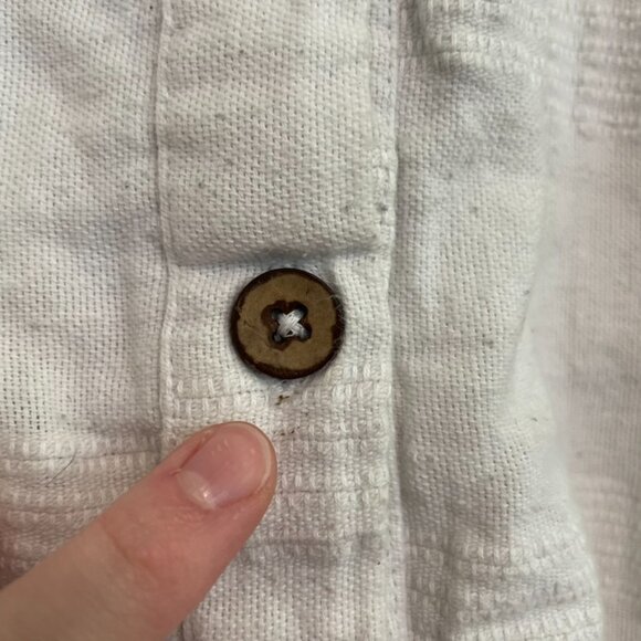 FREE PEOPLE Keep It Simple Mini Dress White Button Low Back Cotton Linen Summer - Picture 9 of 16